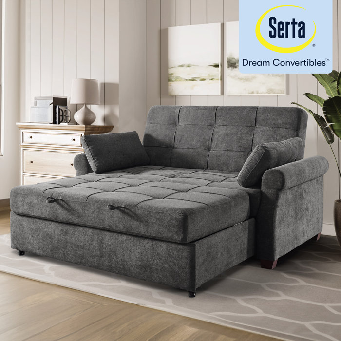 Serta Sabrina 72.6'' Queen Rolled Arm Tufted Back Convertible Sleeper